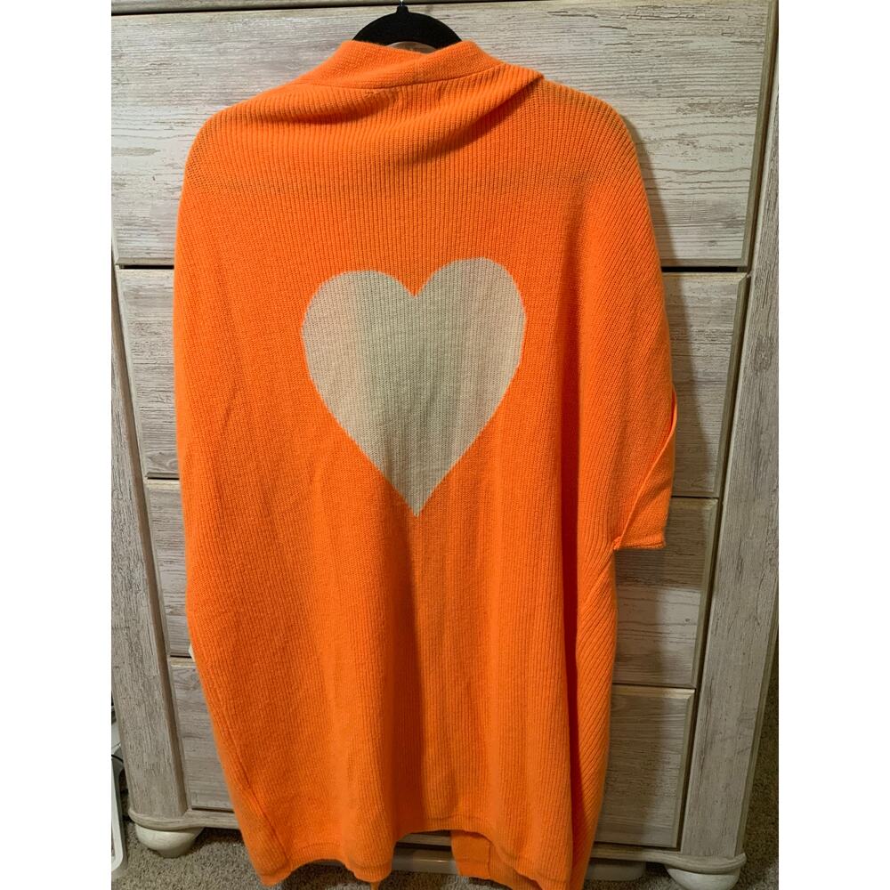 NWT- Pilcro Anthropologie Cashmere Cardigan Sweater M/L Orange- Heart - Picture 2 of 6